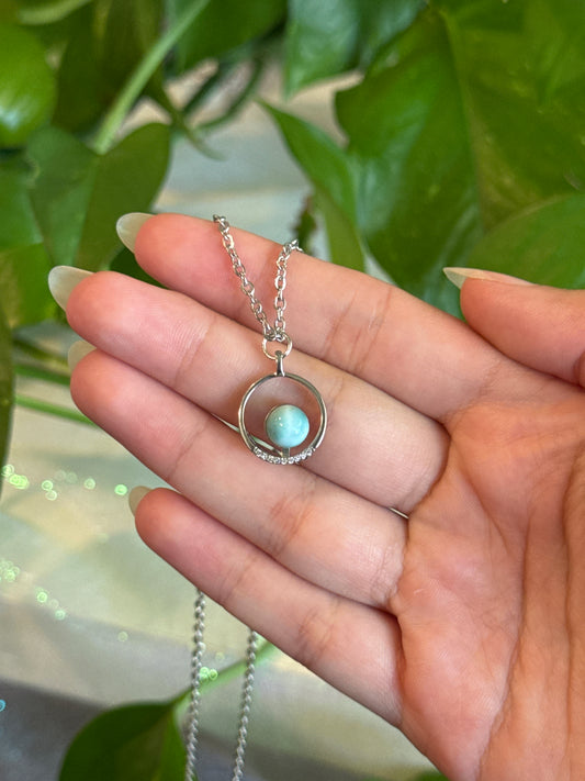 Circle Larimar Necklace