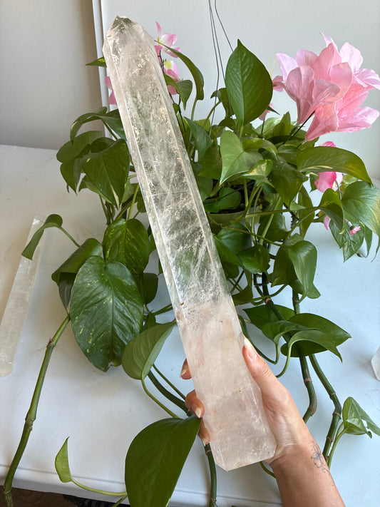 HUGE 17.5” Clear Quartz Tower with Rainbows Imperfect