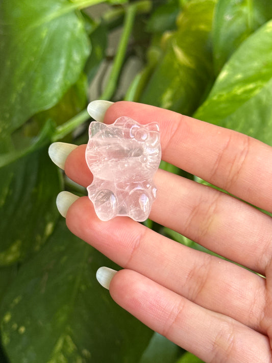 Clear Rose Quartz Hello Kitty