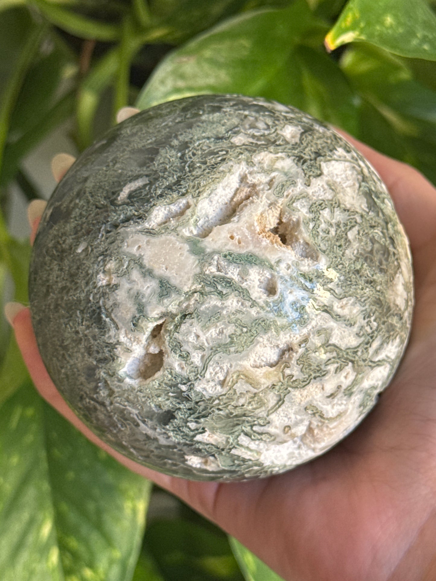 Large Moss Agate Sphere 85mm