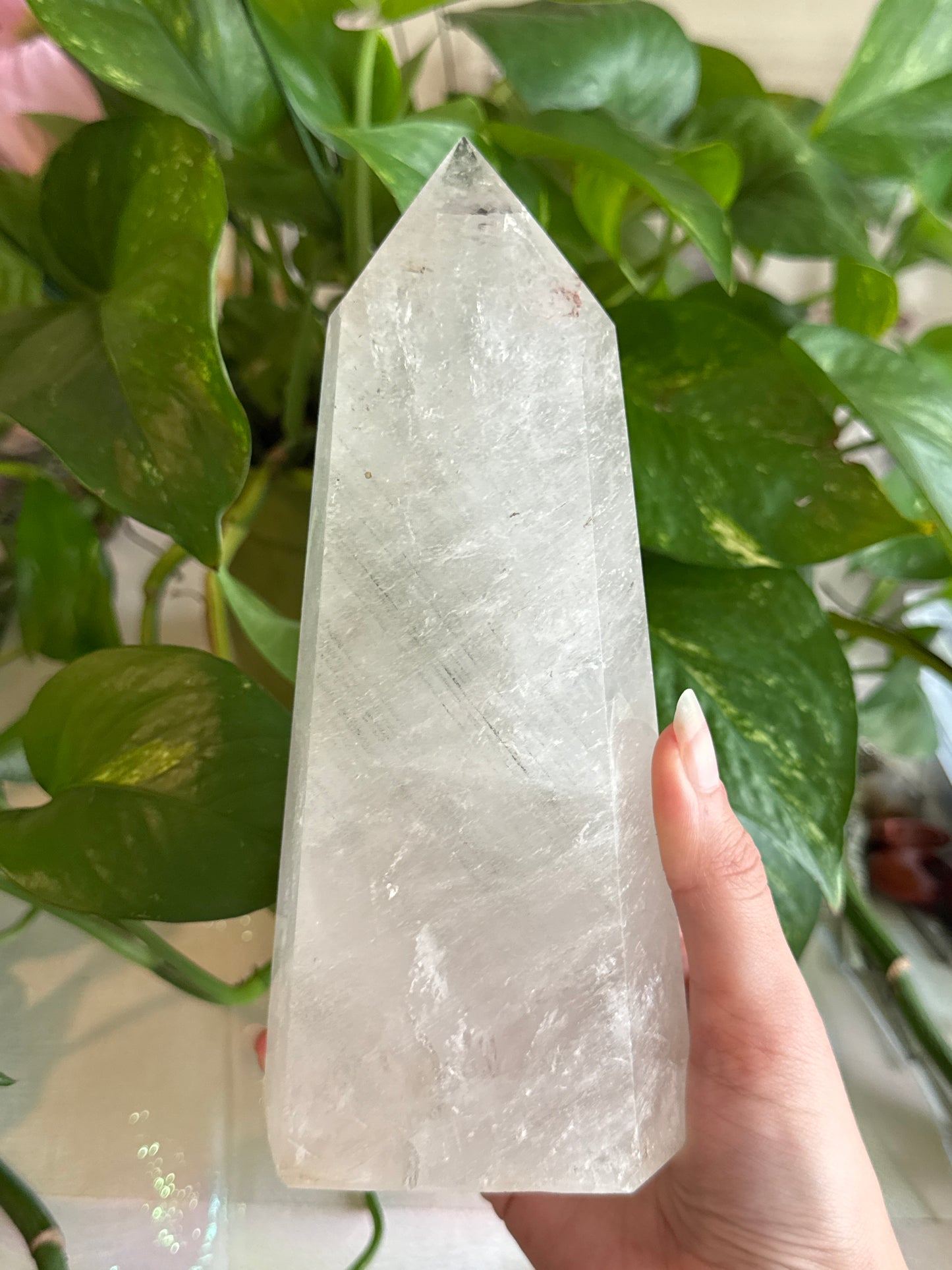Unique Sharp Banded Phantom Garden Quartz Large Statement Tower