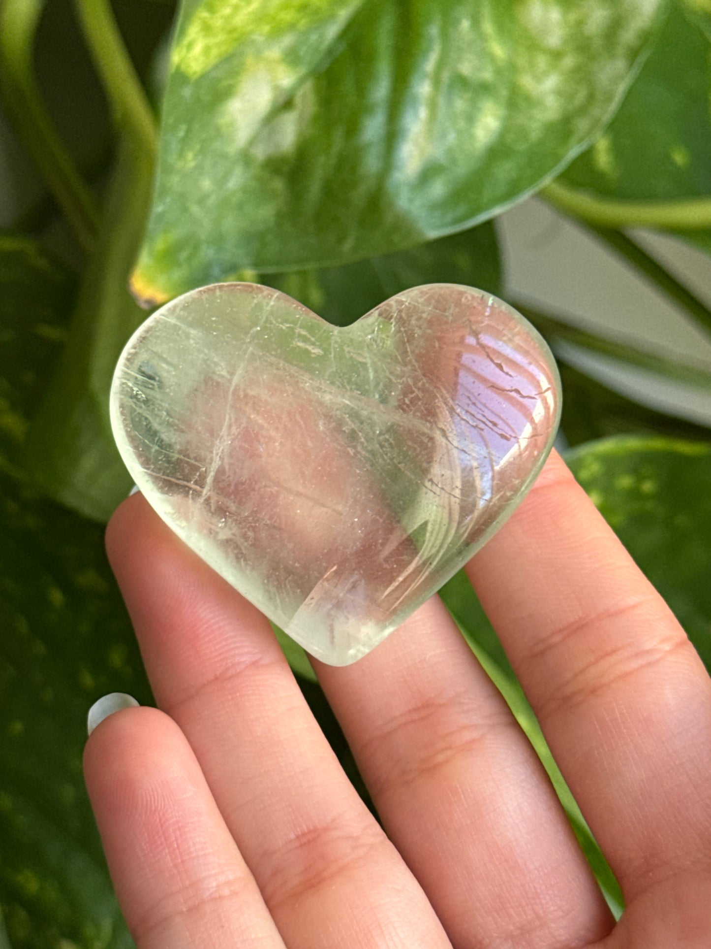 Clear Green Fluorite Heart