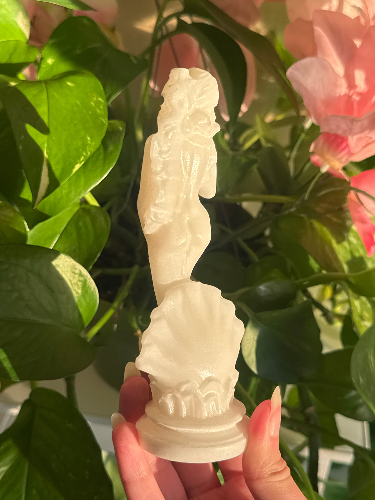 White Calcite Aphrodite "Birth of Venus" Statue
