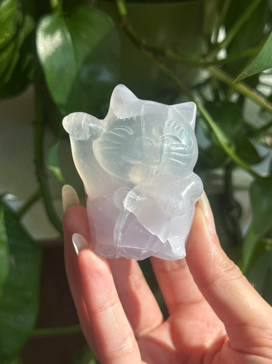 Yttium Fluorite Lucky Money Cat