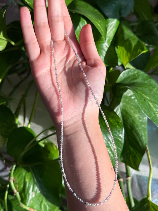 Fluorite Dainty Faceted Beaded Adjustable Necklace