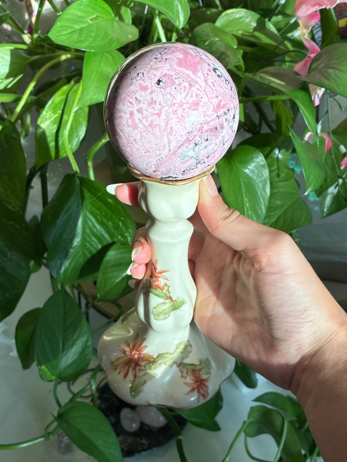 Large Bubblegum Rhodonite Sphere