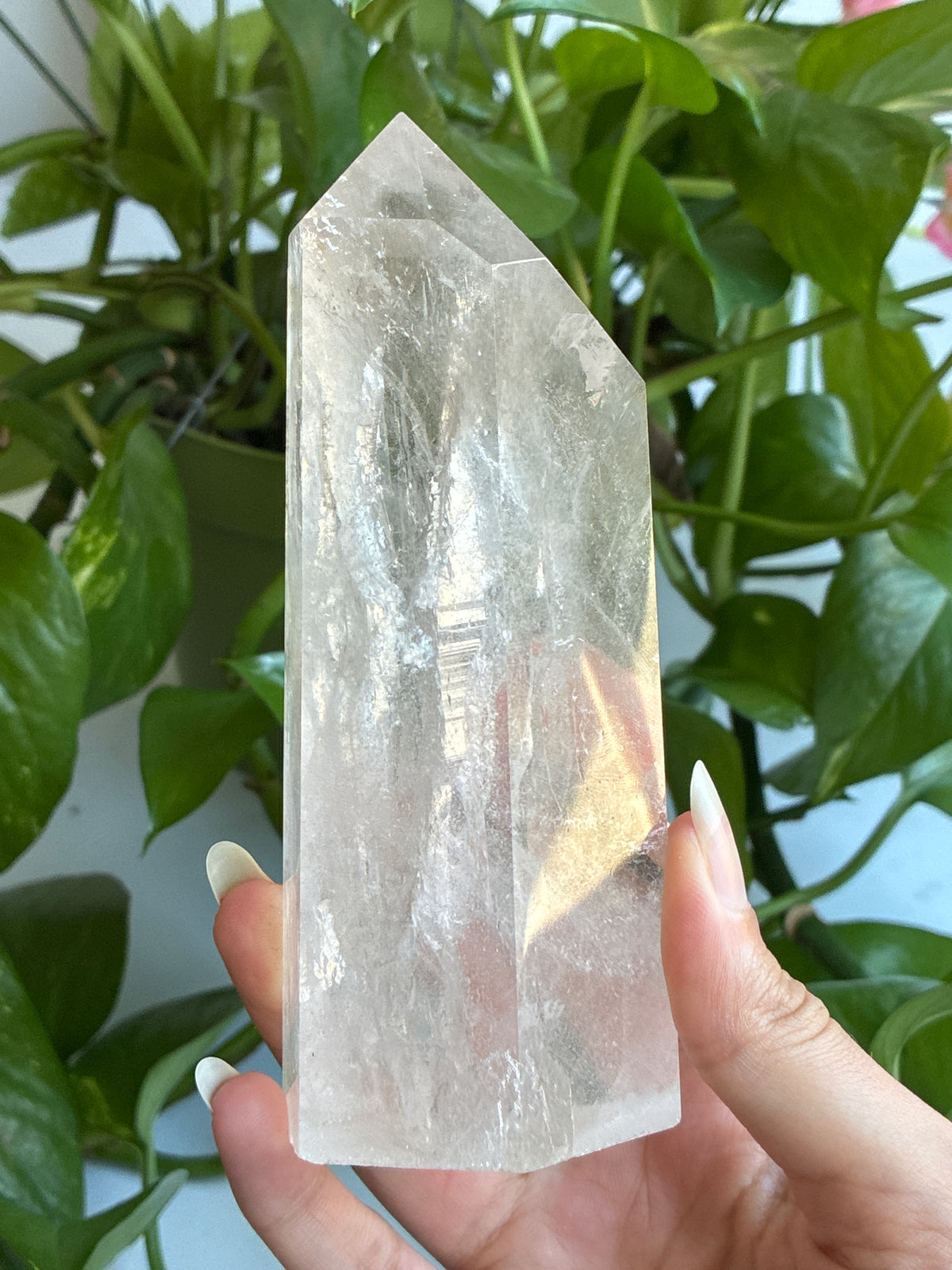 Chunky Large Clear Quartz Tower with Rainbows