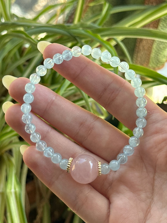 Aquamarine & Rose Quartz Bracelet