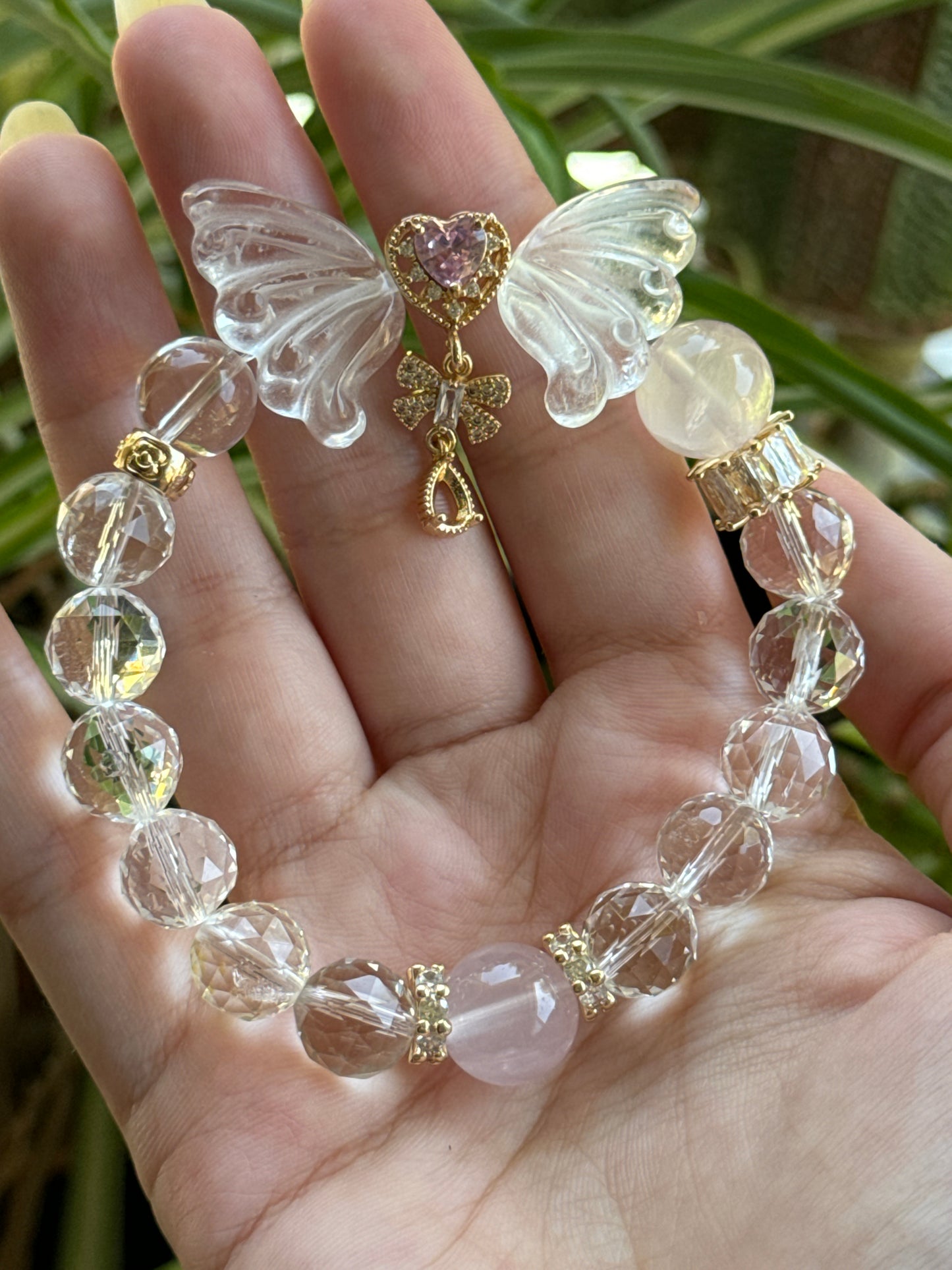 Discounted Clear Quartz & Rose Quartz Fairy Bracelet