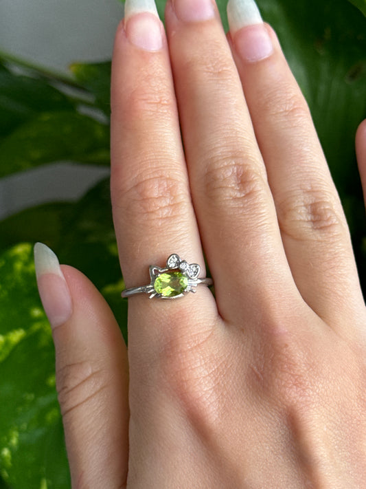 Peridot Hello Kitty Adjustable Ring