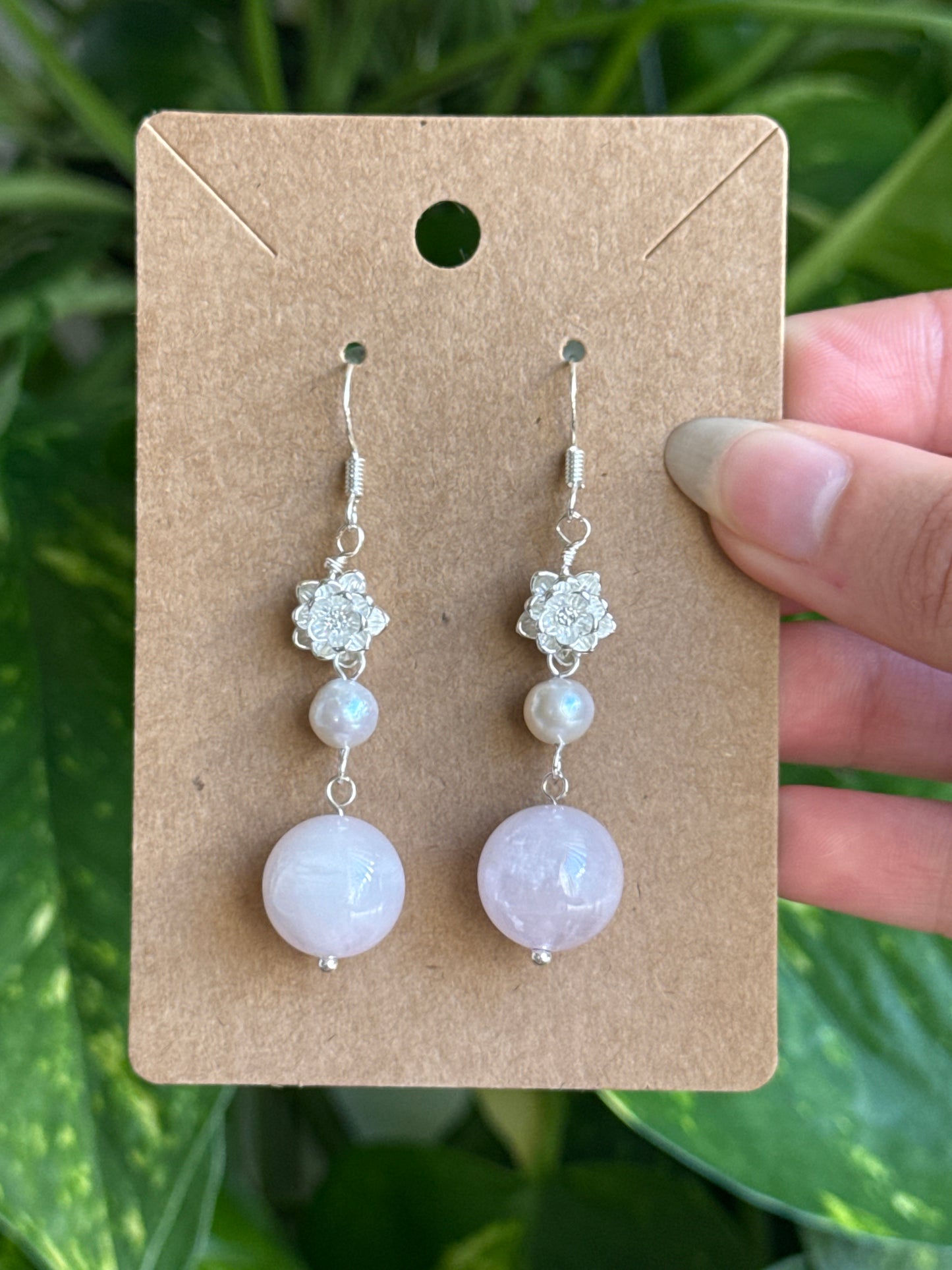 Kunzite & Pearl Earrings