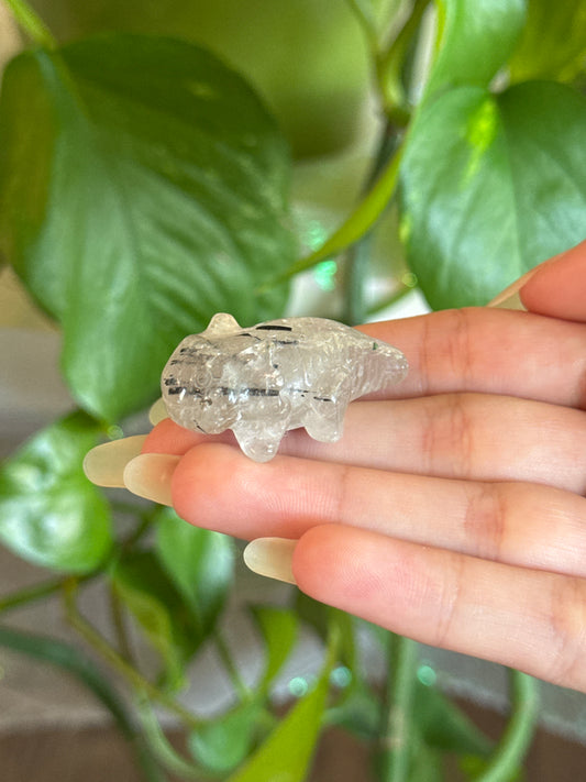 Clear Quartz and Black Tourmaline Axolotl