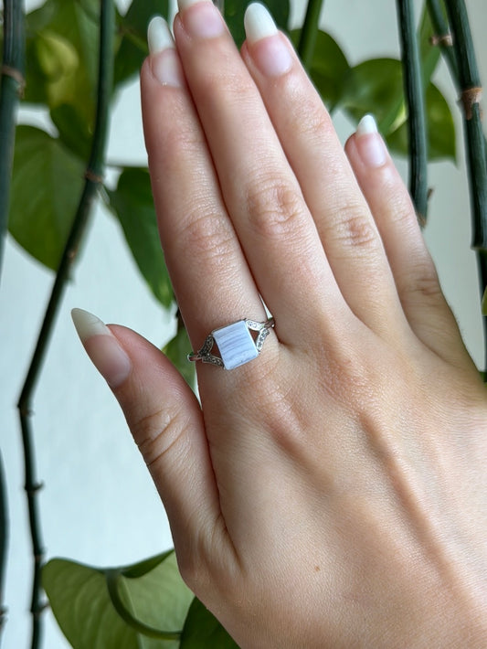 Blue Lace Agate Adjustable Ring