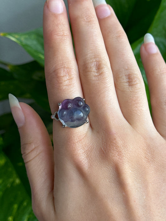 Fluorite Paw Adjustable Ring