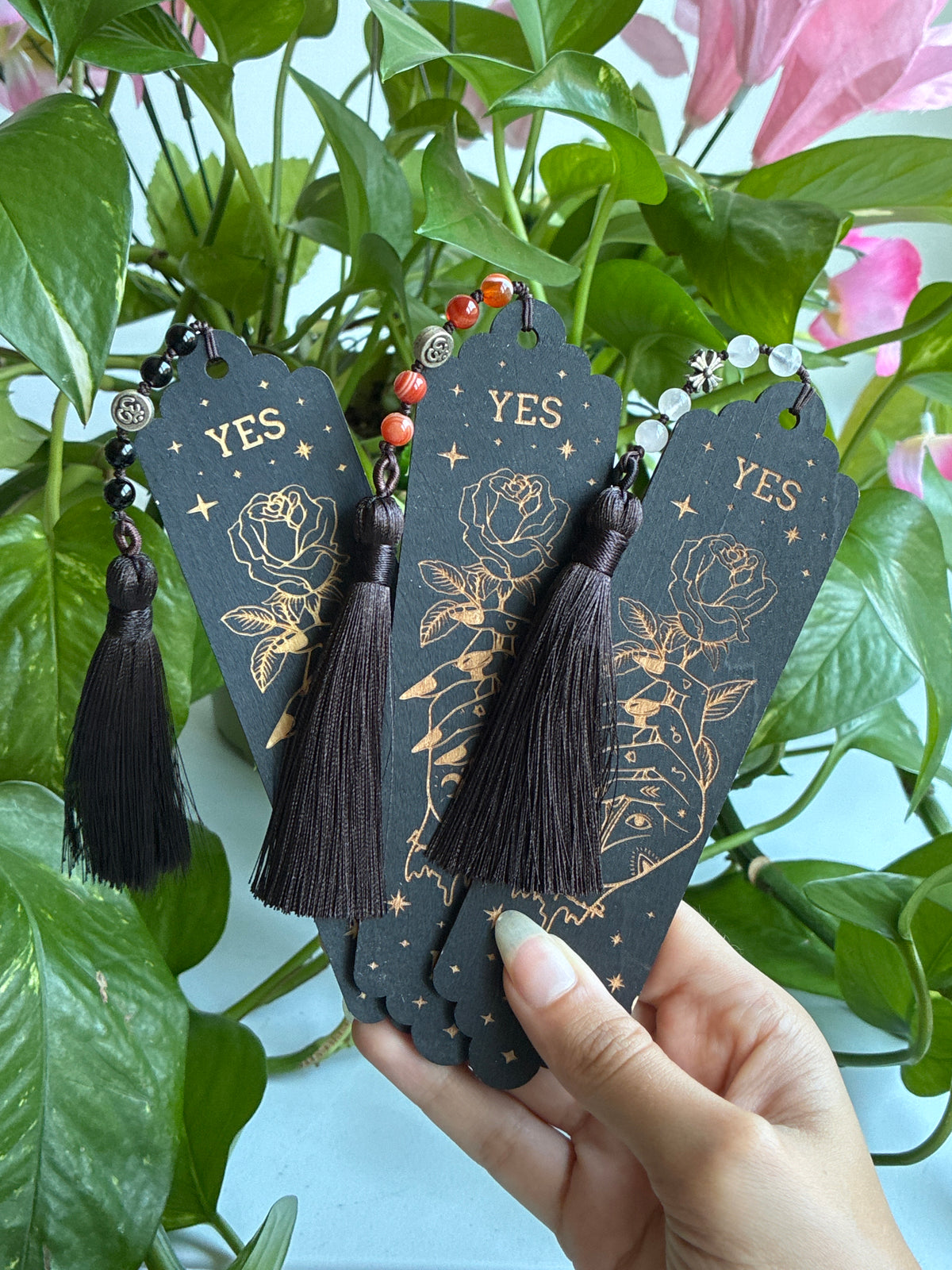 Black Rose Hand Wood Bookmark | You Pick Material