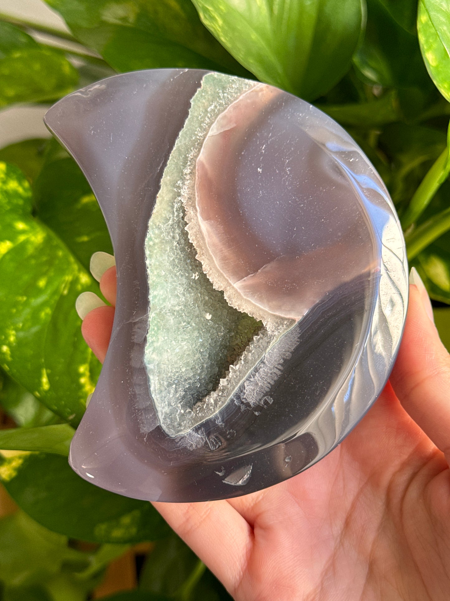 Purple Agate & Prasiolite Moon