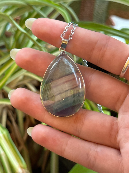 Large Fluorite Teardrop Necklace