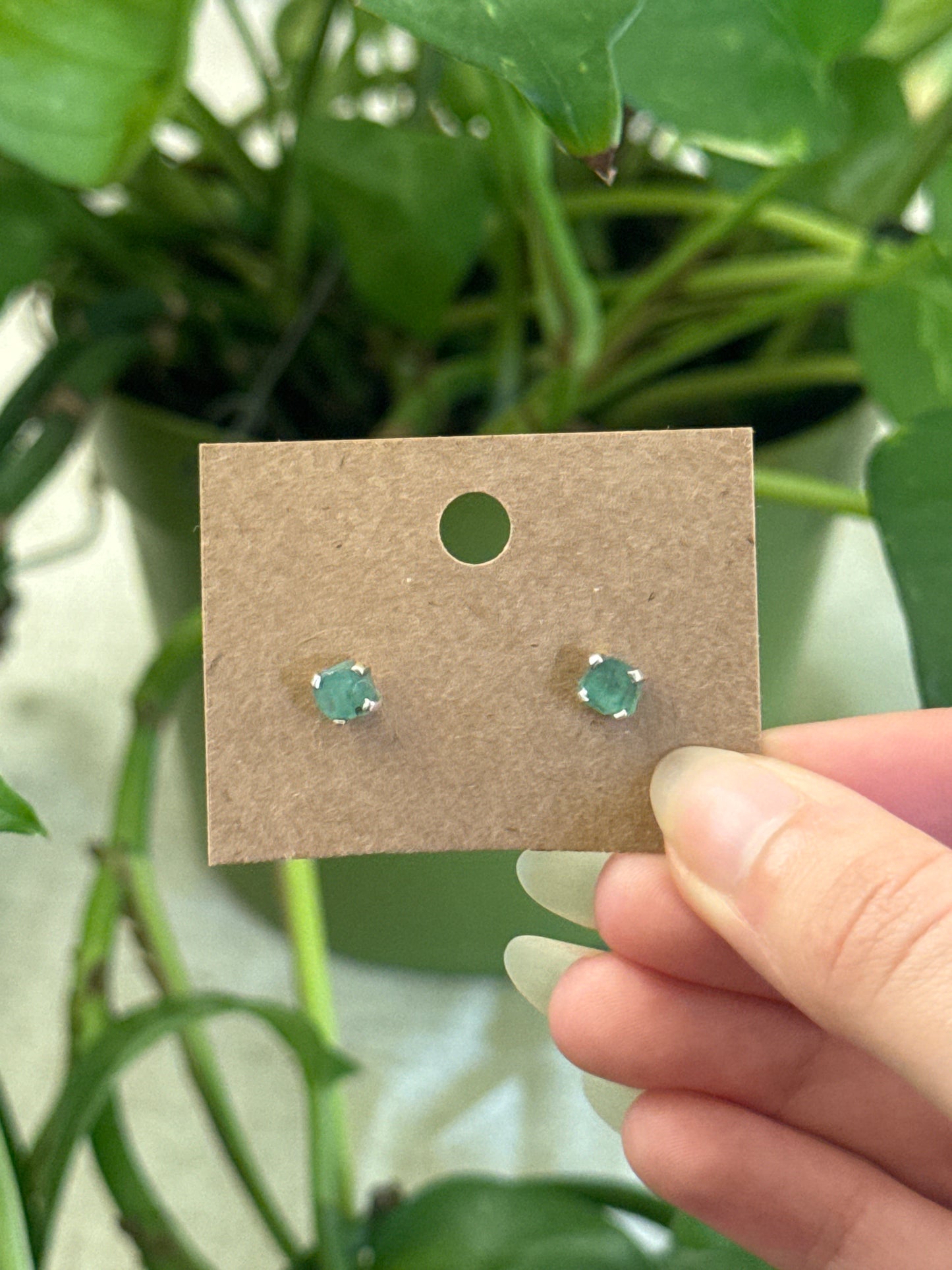 Emerald Stud 925 Sterling Silver Earring
