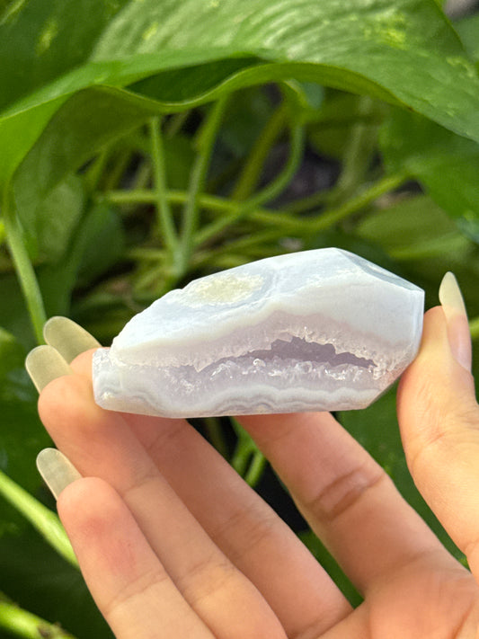 Blue Lace Agate Purple Druzy Cave Freeform