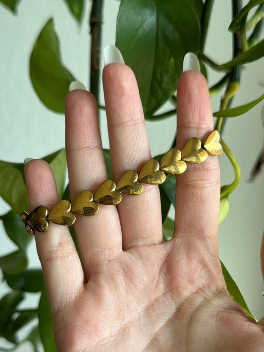 Pyrite Heart Bracelet