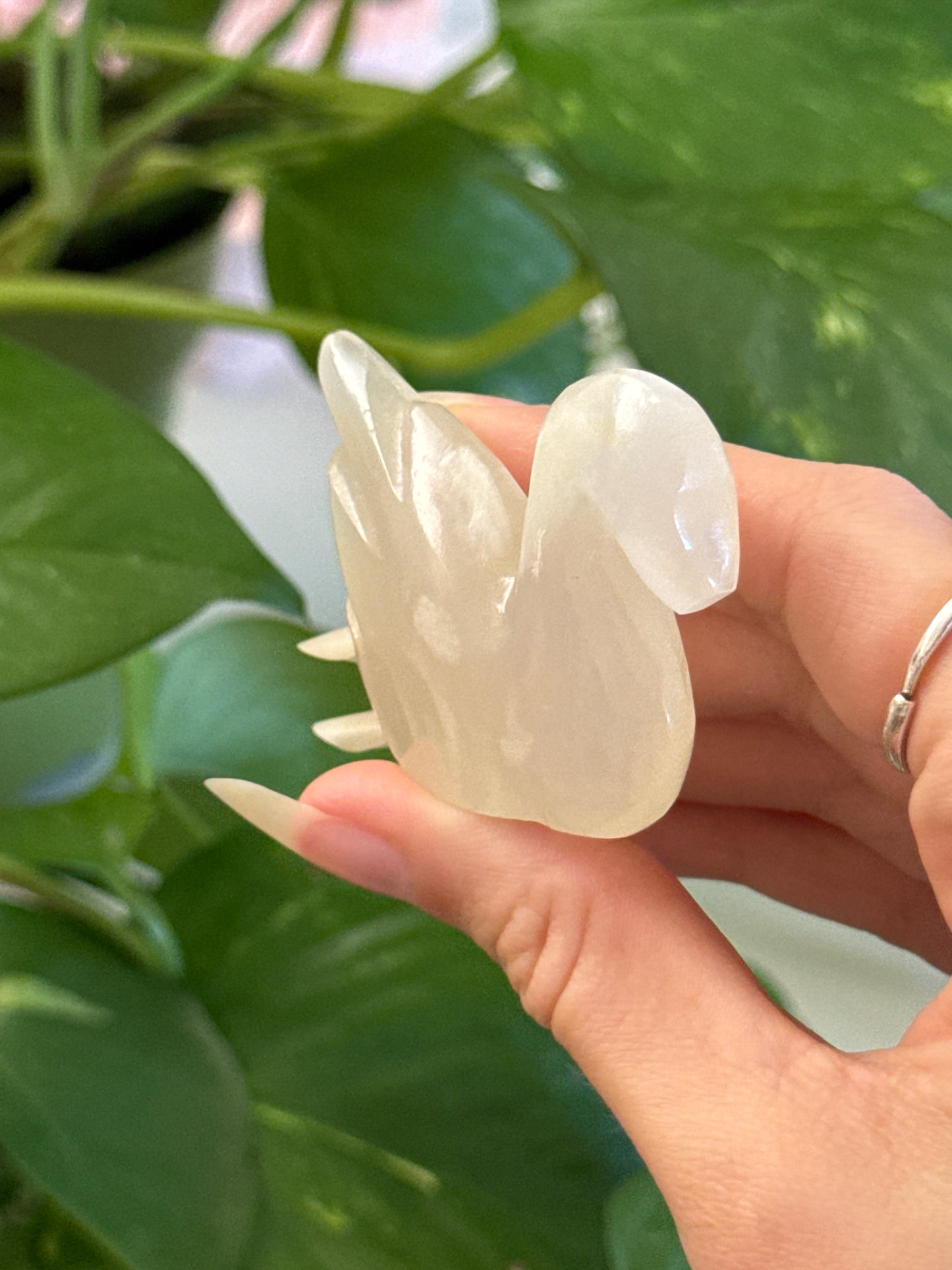White Onyx Swan Carving