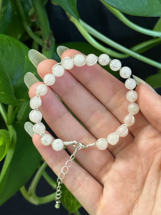 Rose Quartz Wire Wrapped Adjustable Bracelet