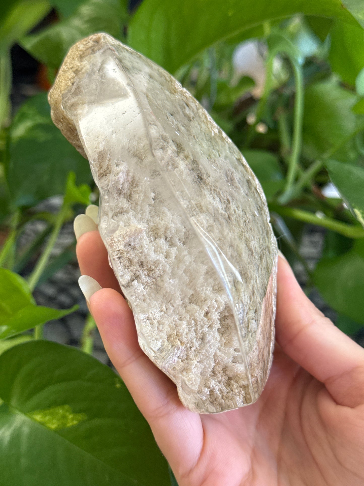 Unique White Garden Quartz Lens Flame