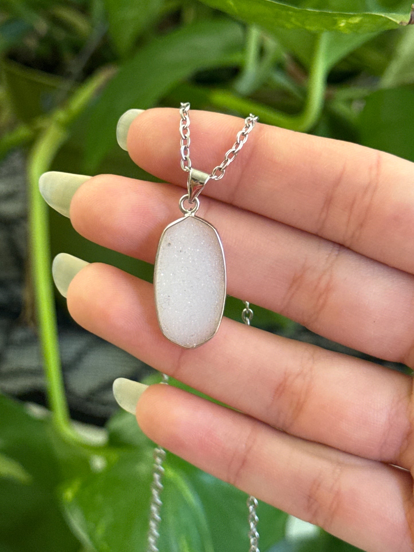 Sparkly Snow Agate Necklace