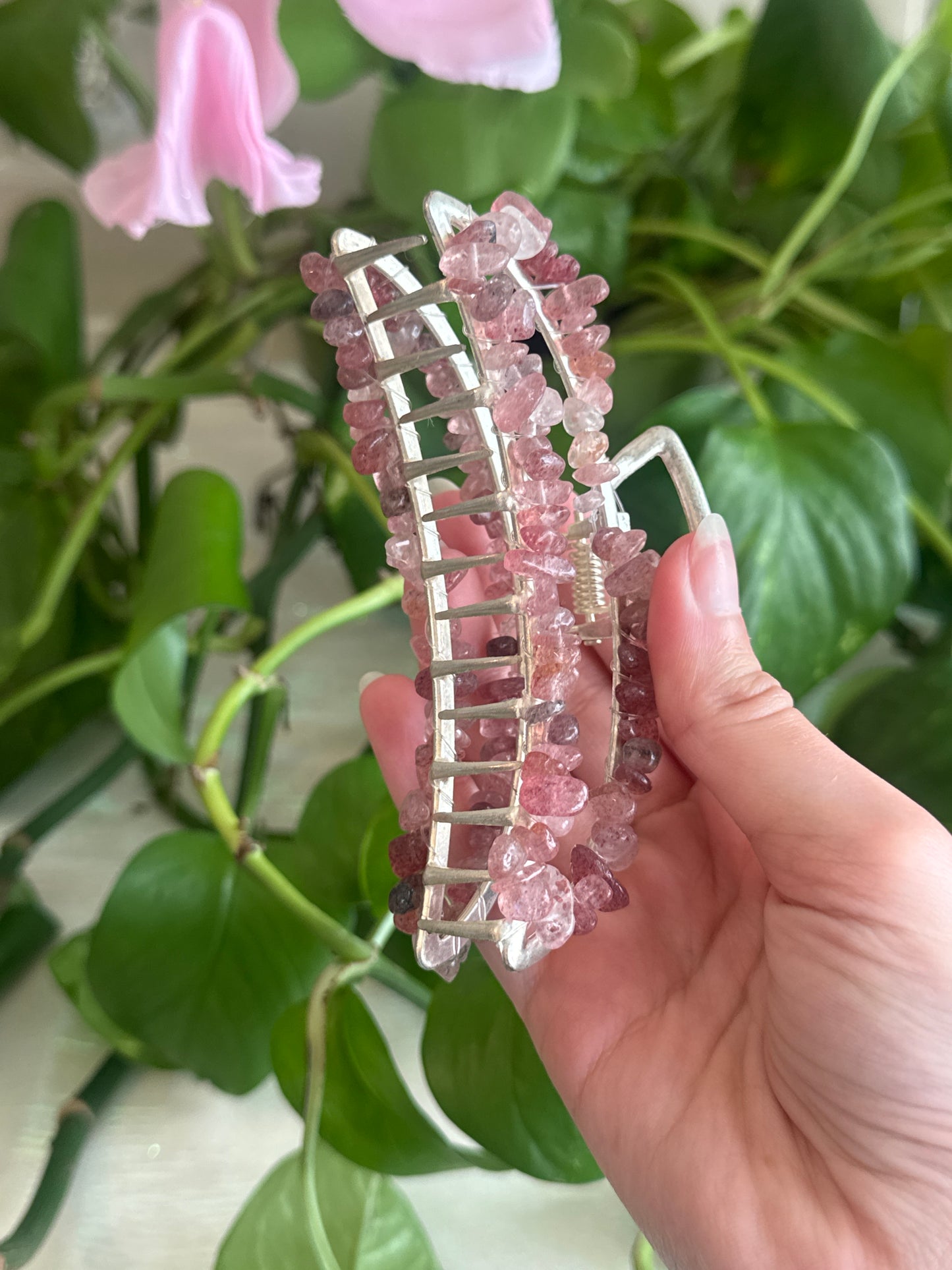 Strawberry Quartz Large Hair Claw Clip