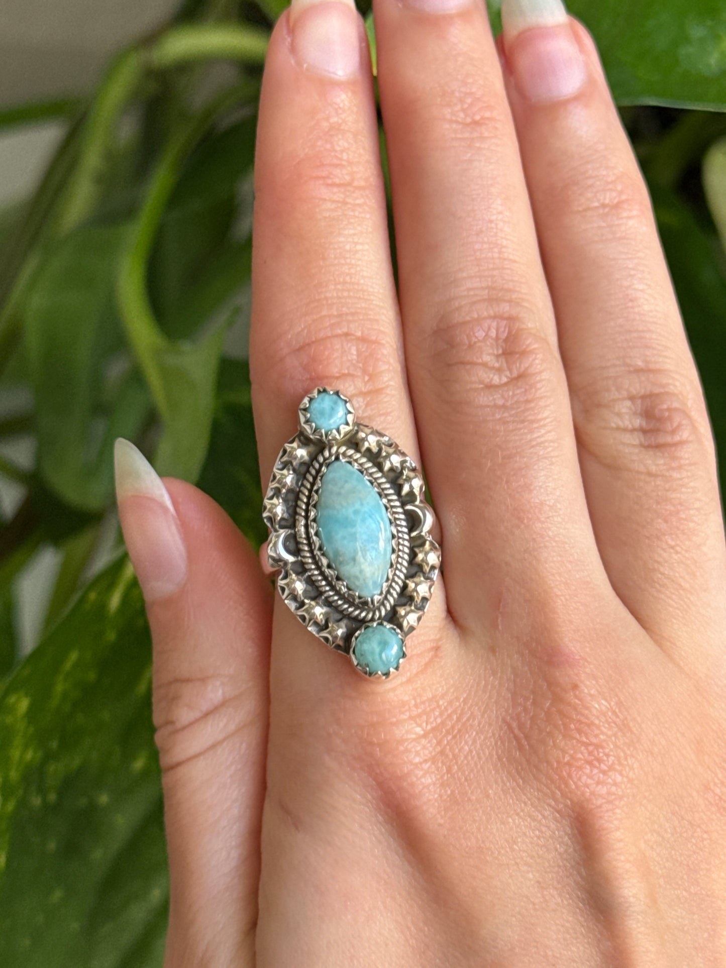 Larimar 925 Sterling Silver Ring Size 7