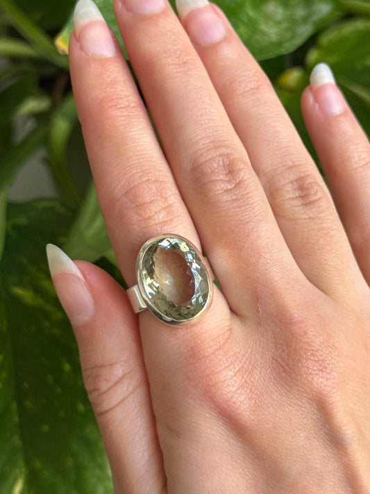 Statement Prasiolite 925 Sterling Silver Ring Size 6