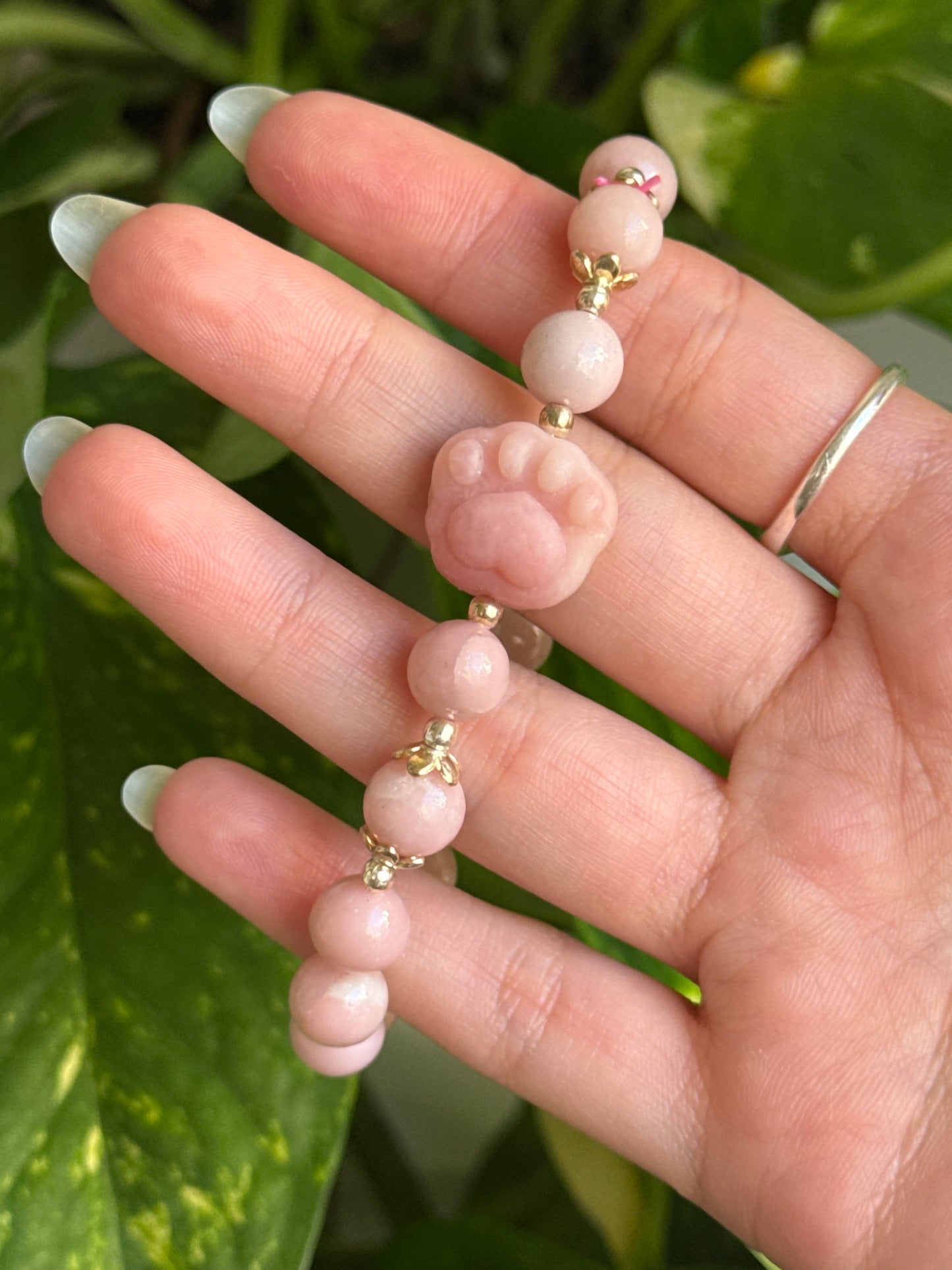 Pink Opal Paw Bracelet