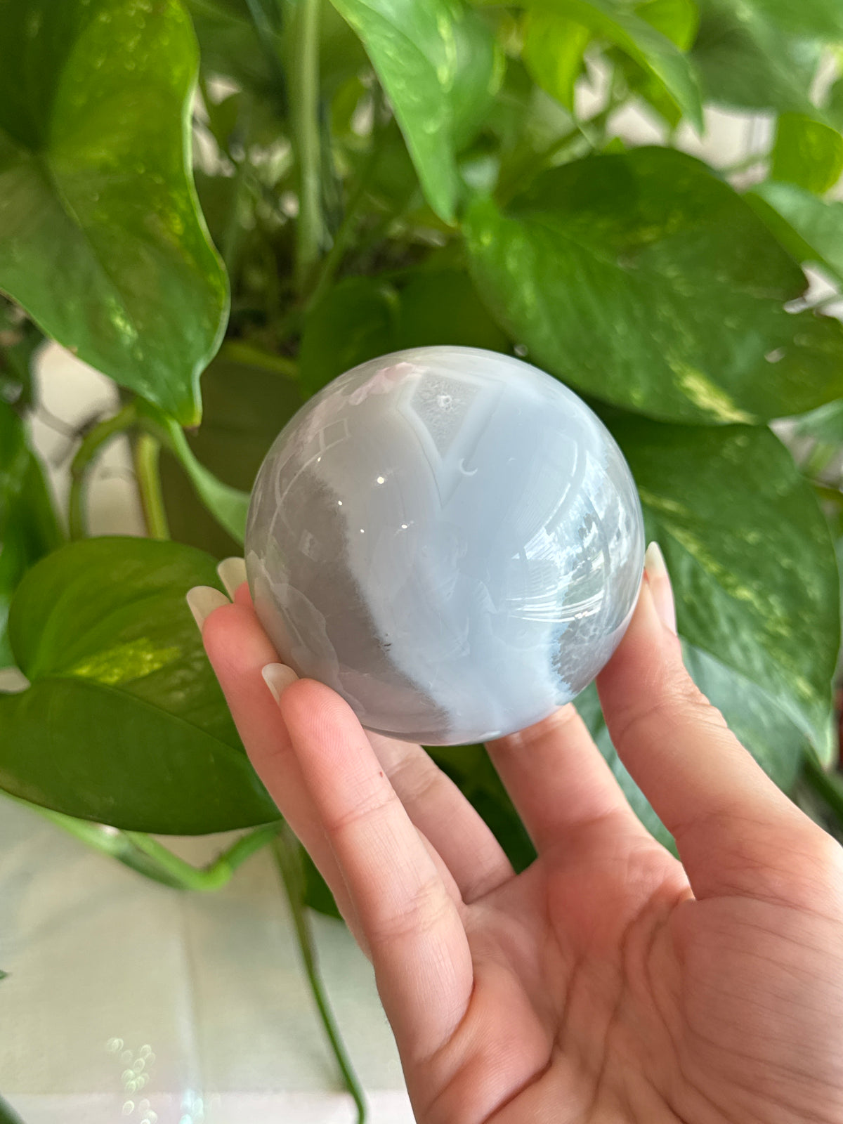 Unique Dreamy Prasiolite & Agate Sphere