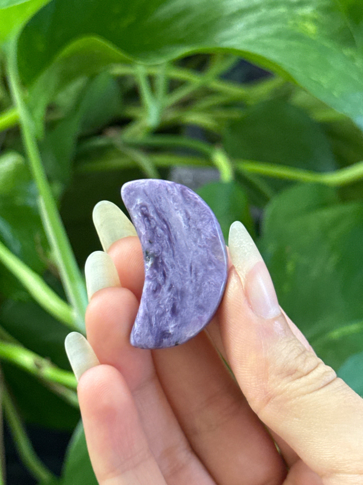 Chatoyant Charoite Crescent Moon