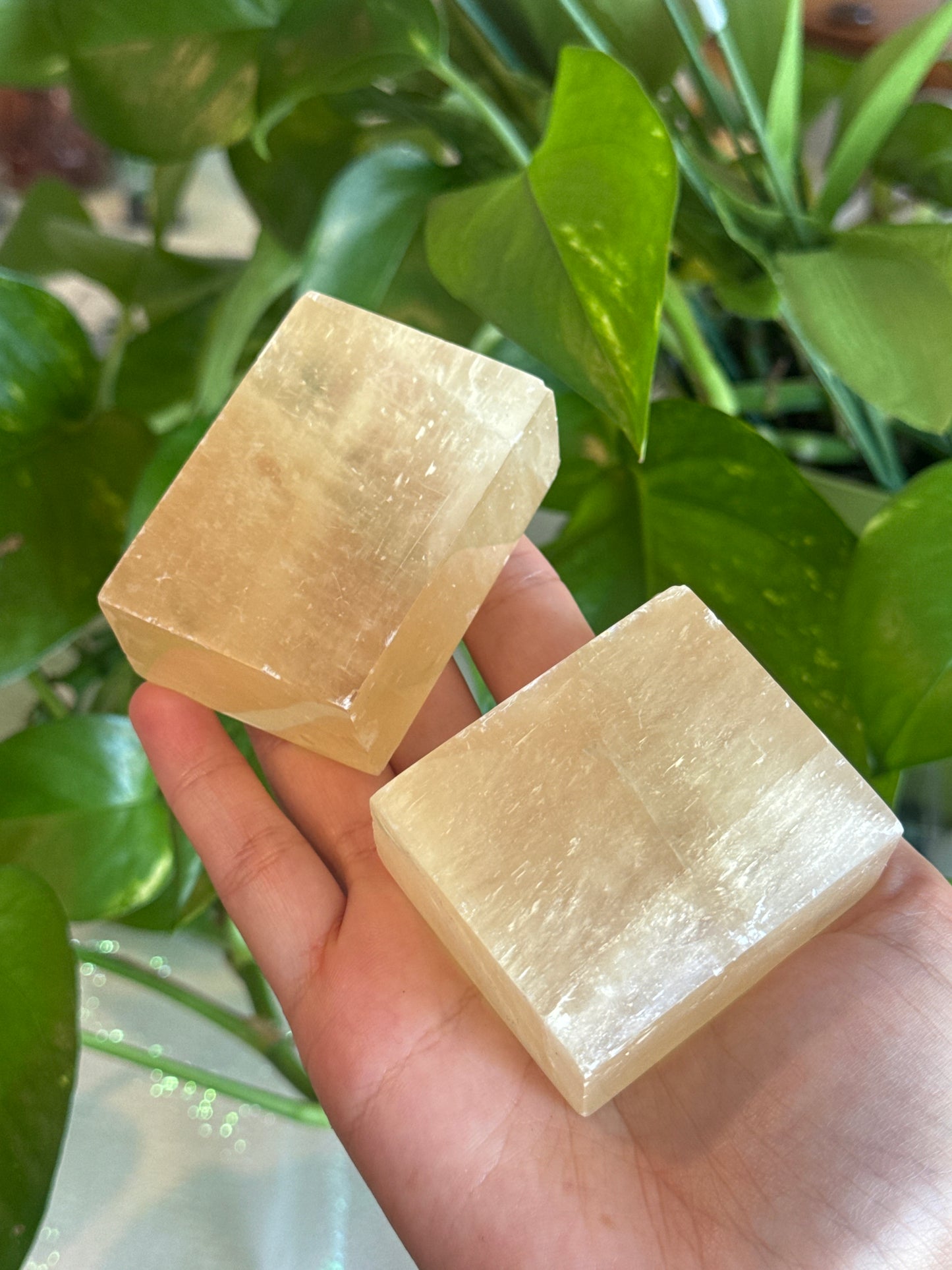 Intuitively Pick Honey Calcite Cube