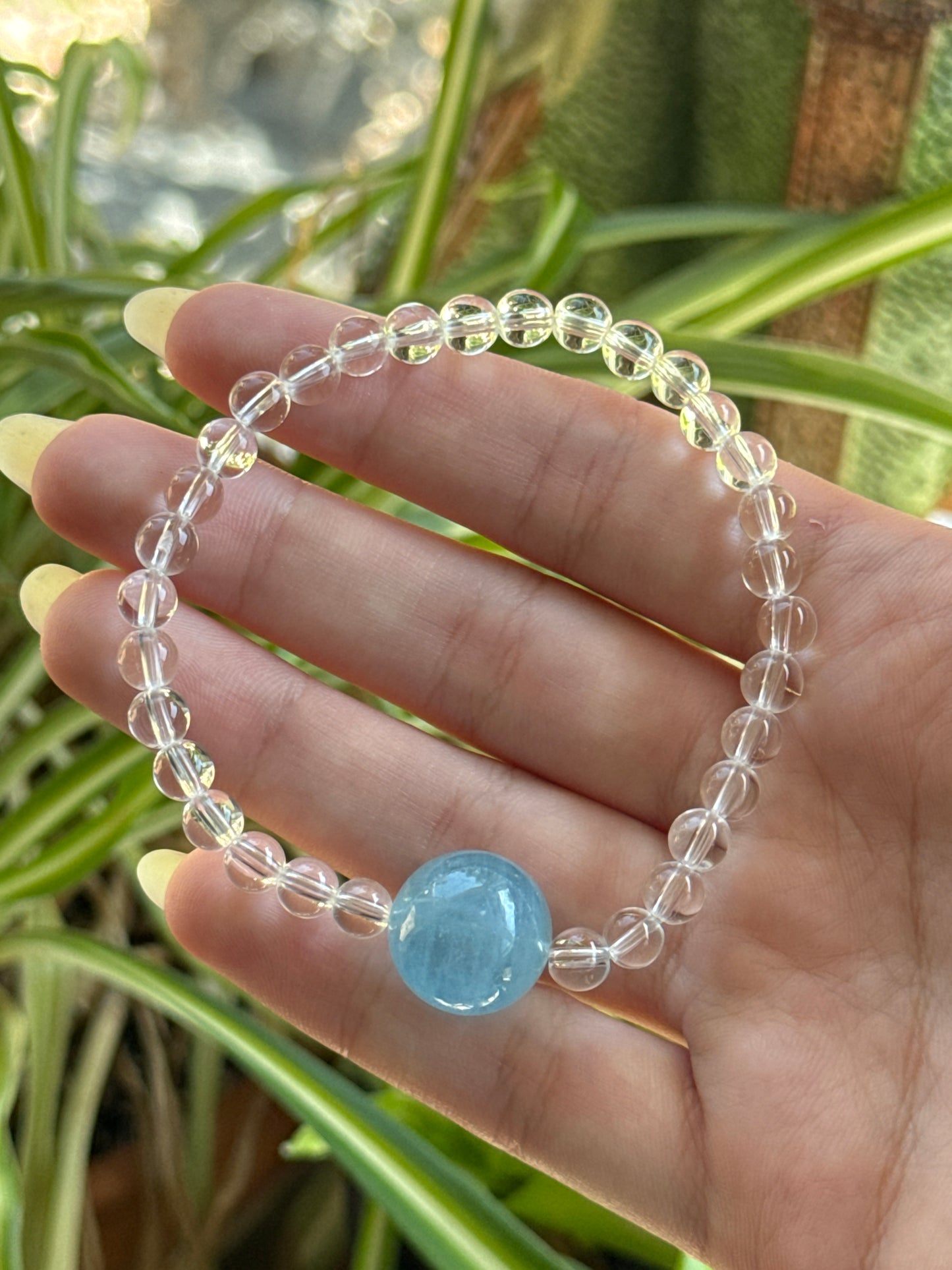 Aquamarine & Clear Quartz Bracelet