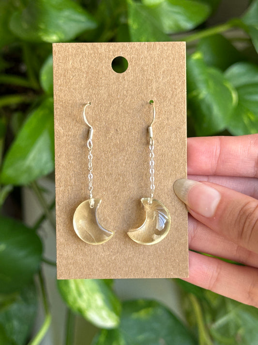 Lemon Quartz Moon Earrings