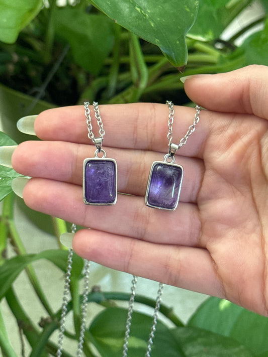 Amethyst Rectangular Necklace