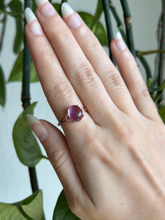 Amethyst Rose Gold Adjustable Ring