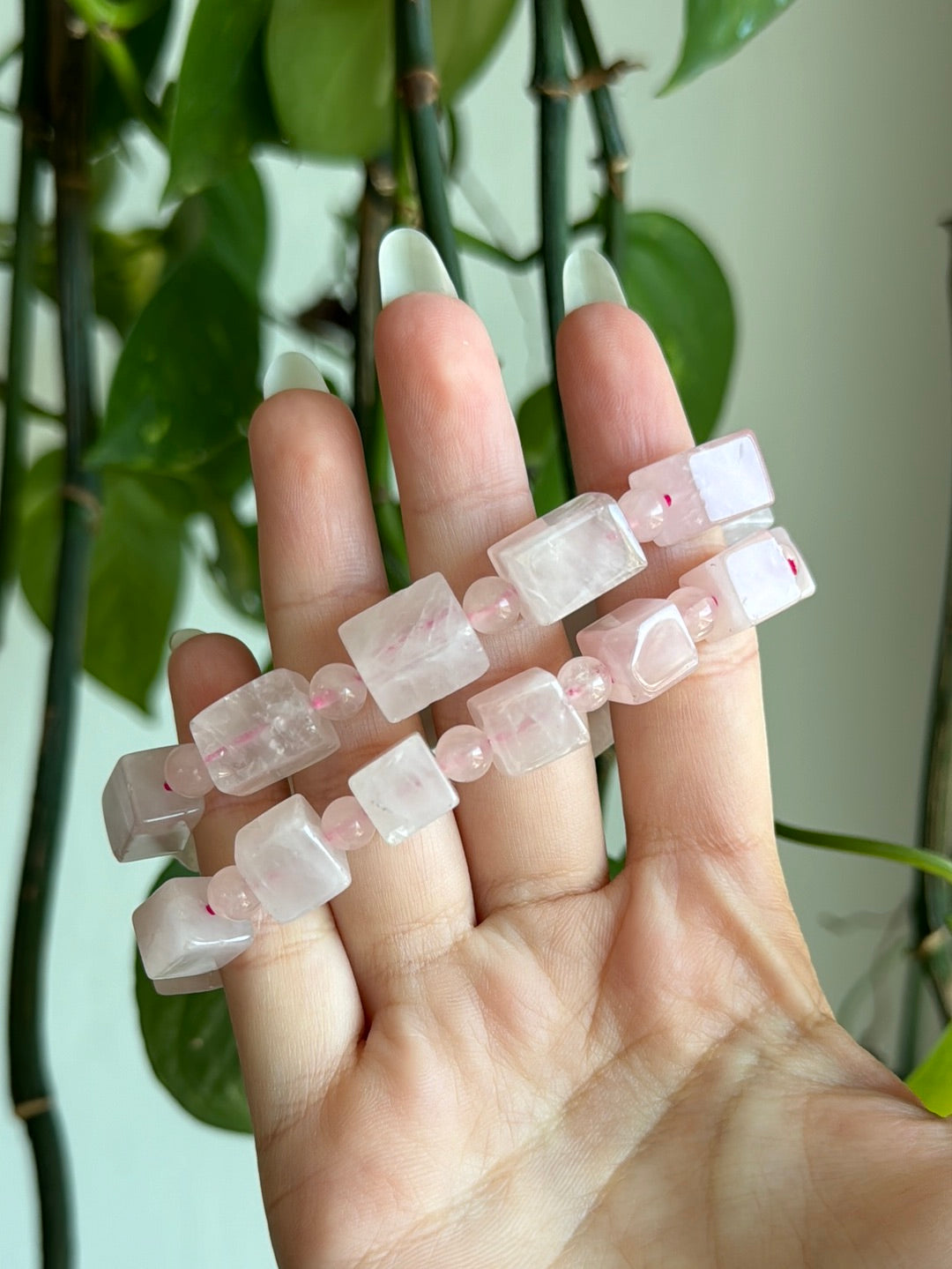 Rose Quartz  Cube Bracelet