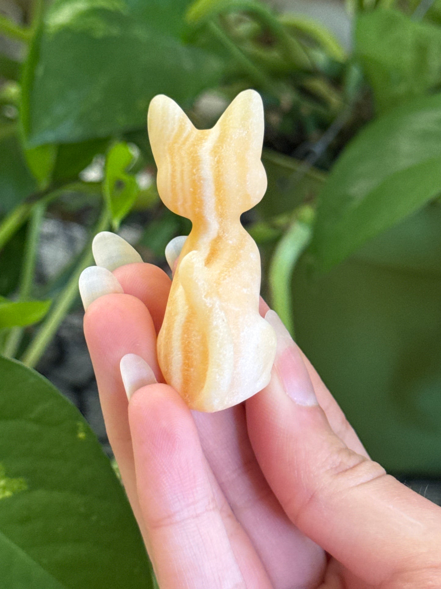 Orange Calcite Cat Carving