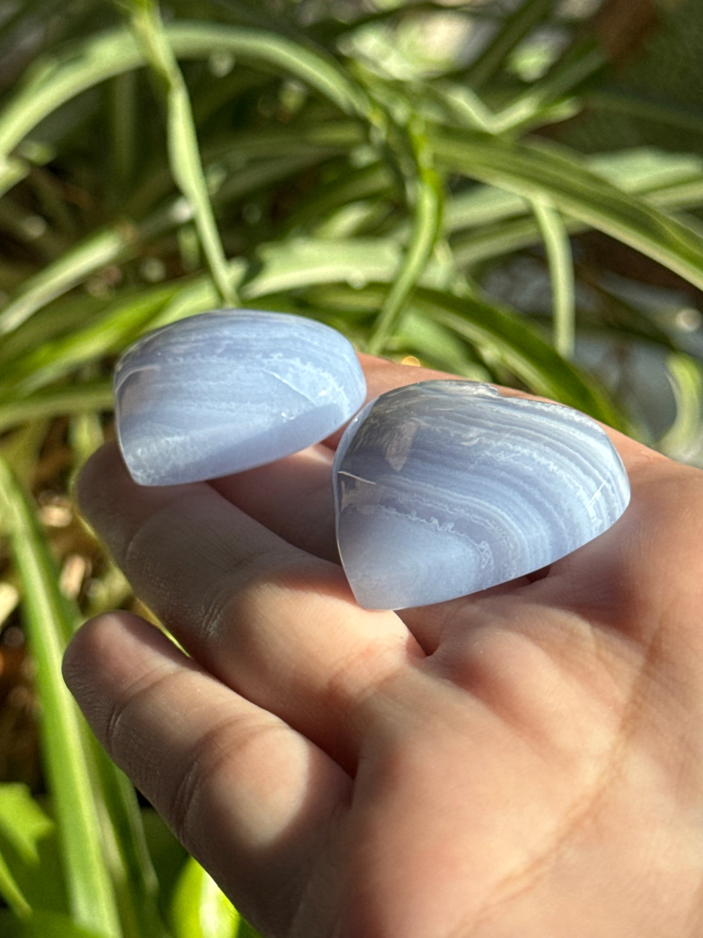 Blue Lace Agate Heart Carvings