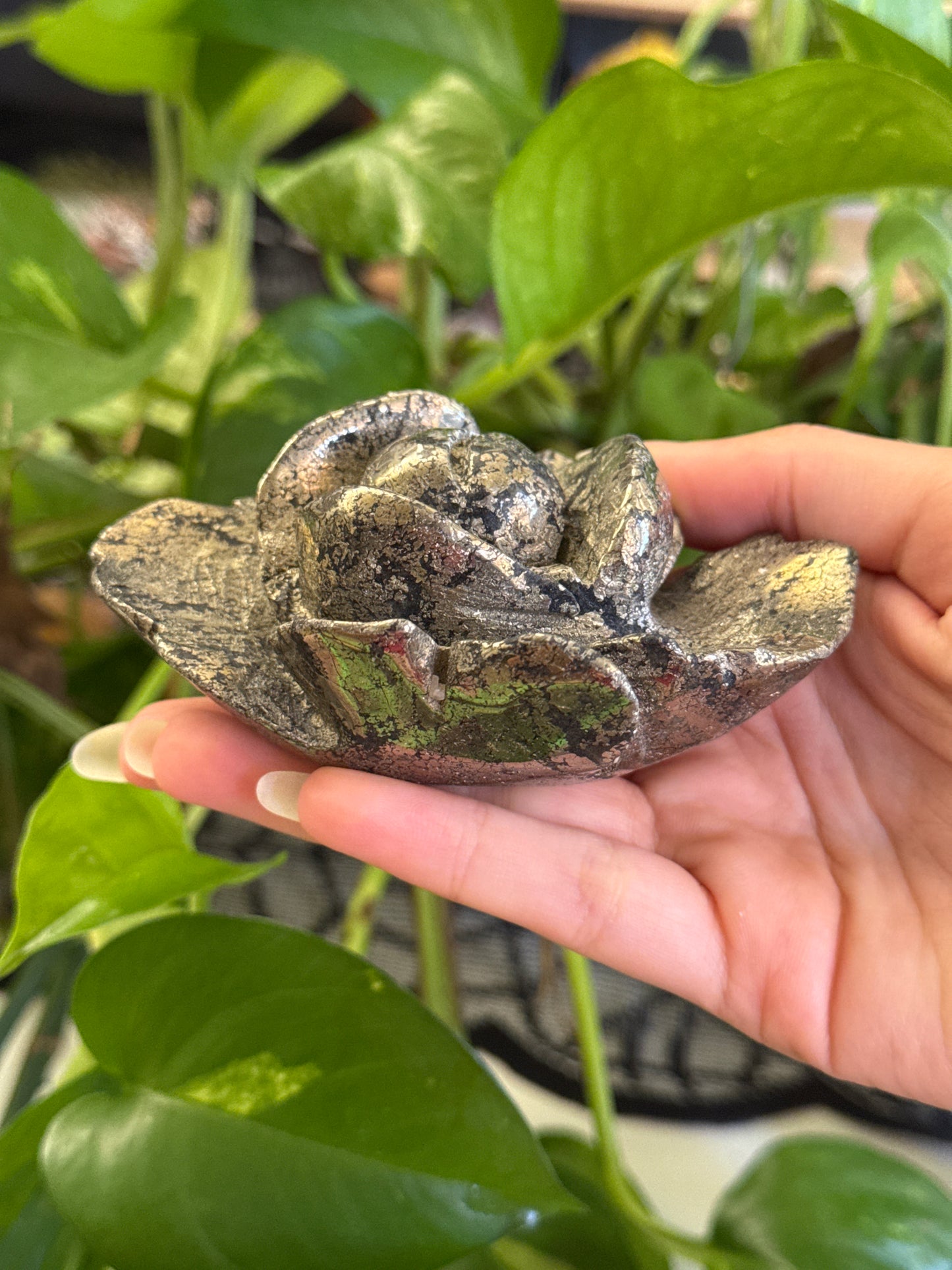 Hand Carved Pyrite Rose B