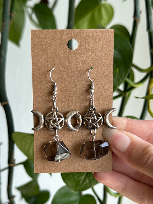 Triple Moon Smoky Quartz Earrings