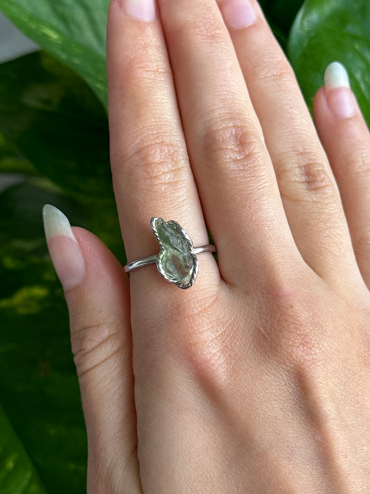 Moldavite 925 Silver Adjustable Ring