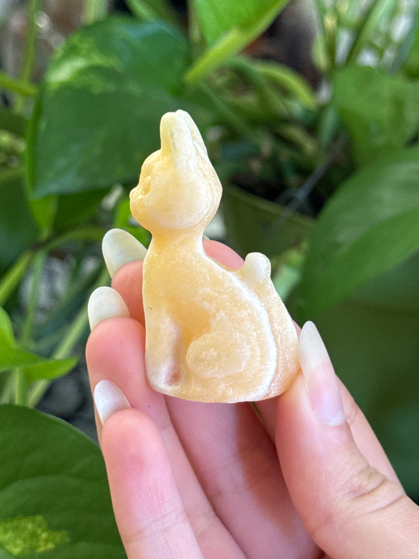 Orange Calcite Cat Carving