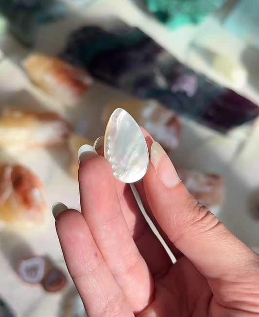 Iridescent White Shell Tear Drop