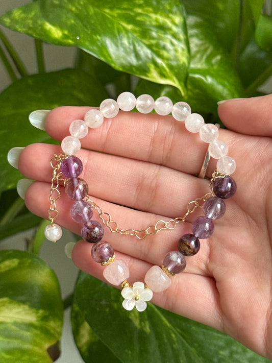 Super Seven & Rose Quartz & Moonstone Bracelet