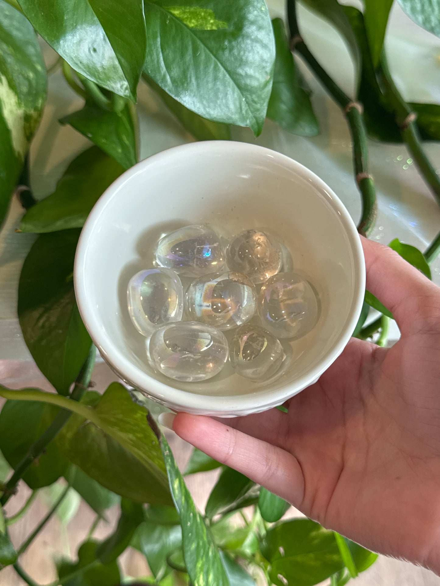 Large Chunky Aura Clear Quartz Tumble