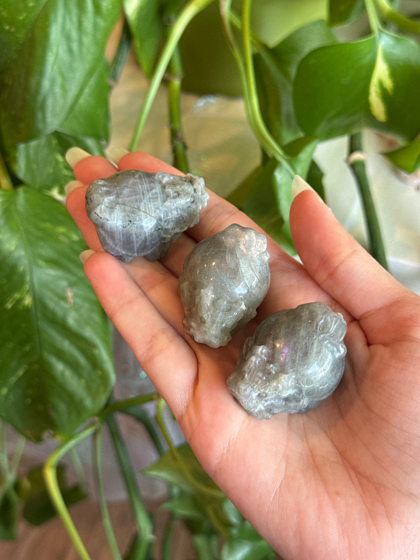 Purple/Orange Flash Labradorite Mini Money Dragon for Attracting Wealth & Abundance